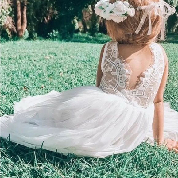 NWT Beautiful white girls dress tulle skirt 👗 - Picture 4 of 5